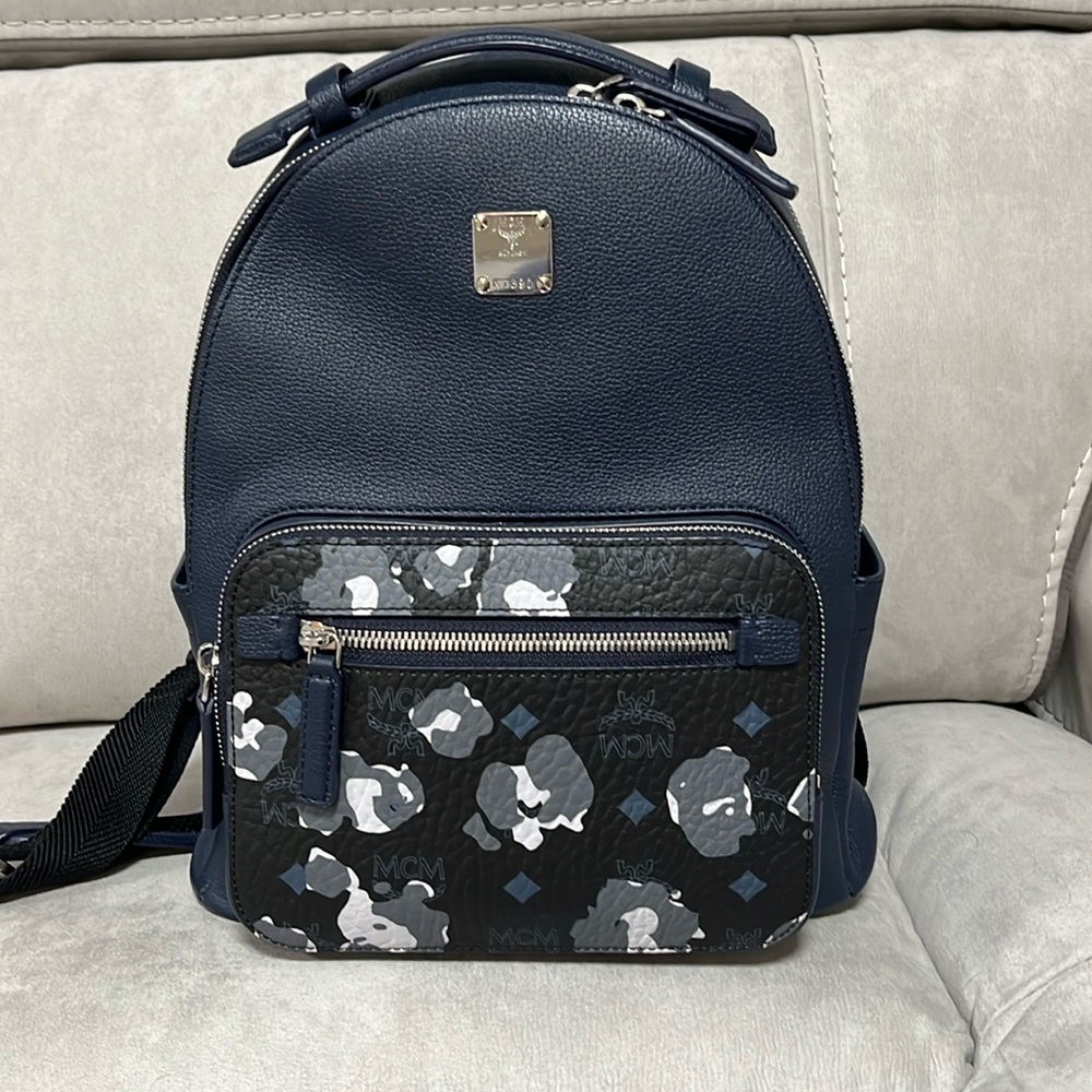 NWOT MCM Stark Leopard Leather Backpack